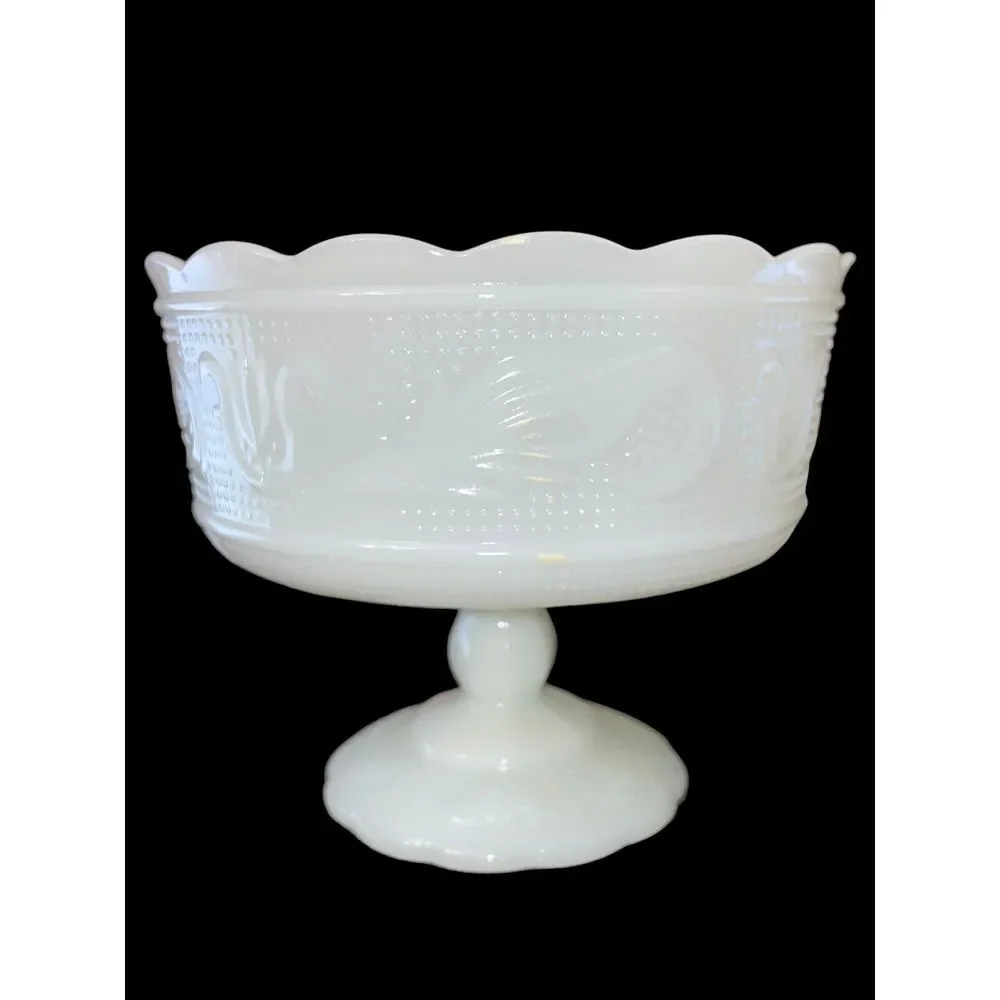 Vintage E.O. Brody Co. Milk‎ Glass Pedestal Bowl Made in USA 5.5